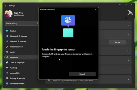 how to set up fingerprint login windows 11
